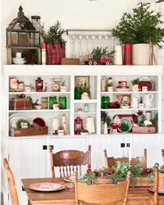 Dining Room Shelving with Vintage Christmas decor