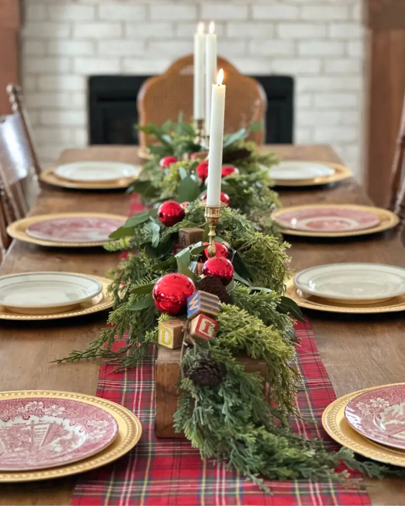 Dining table set for the holidays
